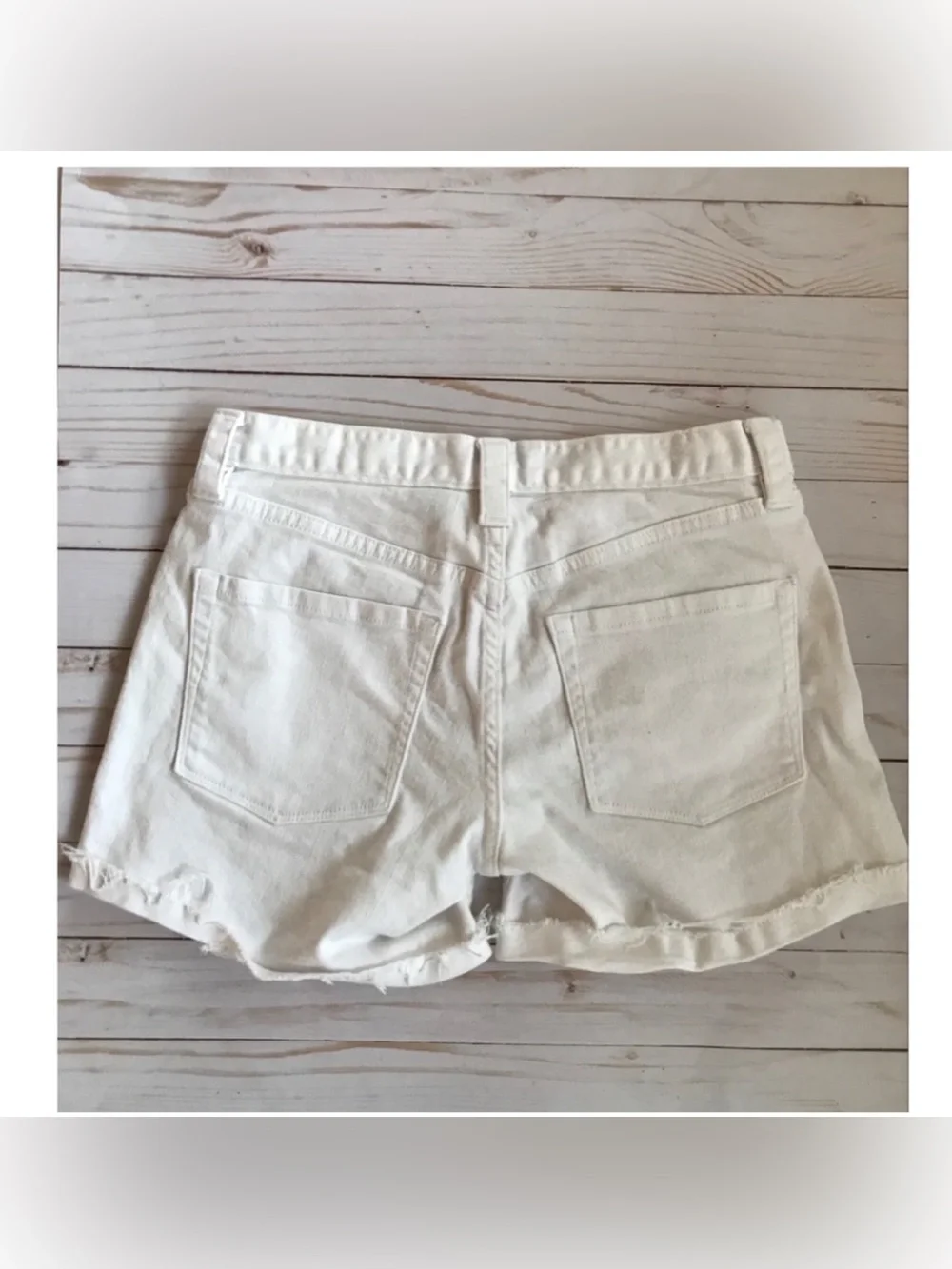 J.Crew Cream Denim Shorts Size 2 Cuffed Hem Stretch Five Pocket Off White